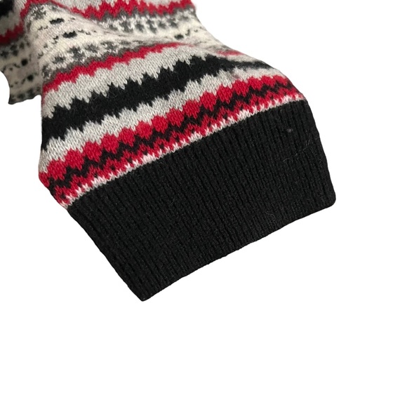 Talbots Fair Isle Lambswool Blend Button Front Cardigan Red Black Size L Petite - Picture 3 of 7
